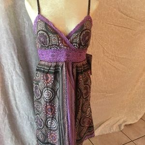 NWT Purple Paisley Spaghetti Strap Dress